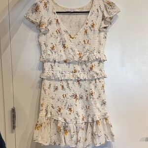 Olivaceous Cream Floral Mini Dress